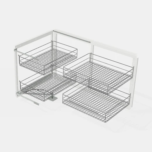 Sistema "Magic Corner" Mano Izquierda - Cierre Suave - Módulo 450mm - Capacidad: 50kg. - Al x An x Pr(mm): 864-900x530x580