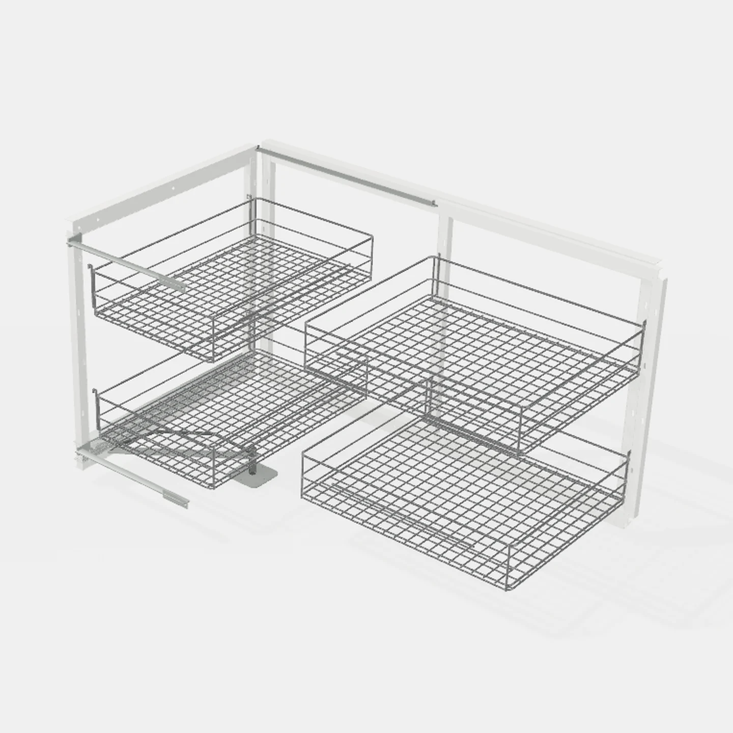 Sistema "Magic Corner" Mano Izquierda - Cierre Suave - Módulo 450mm - Capacidad: 50kg. - Al x An x Pr(mm): 864-900x530x580